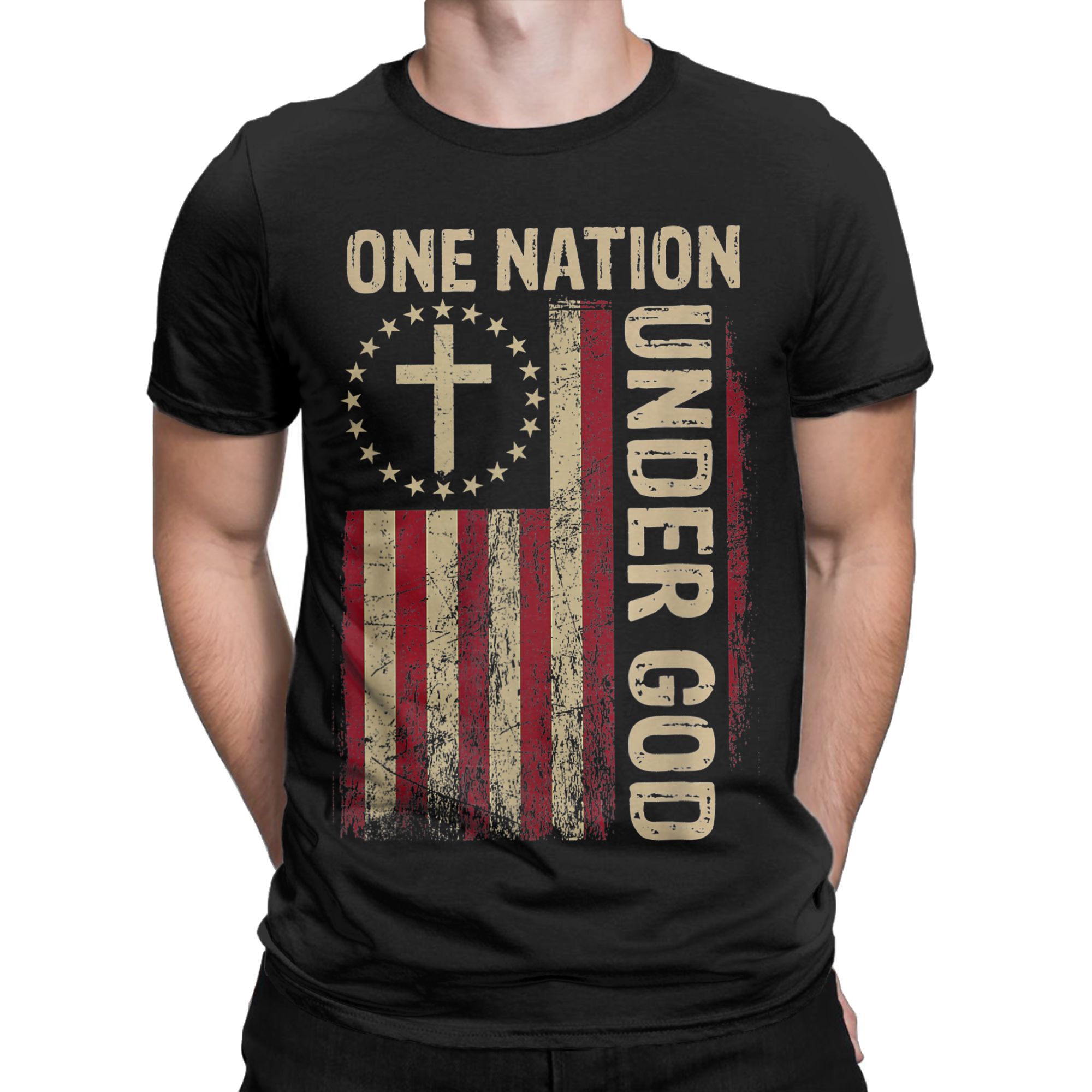 One Nation Under God Flag 4th  - Undershirt Crew Neck recensione e prezzo