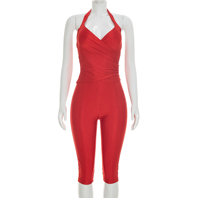 Women Slim 2 Piece Set Solid W - Suspender Tank Top recensione e prezzo