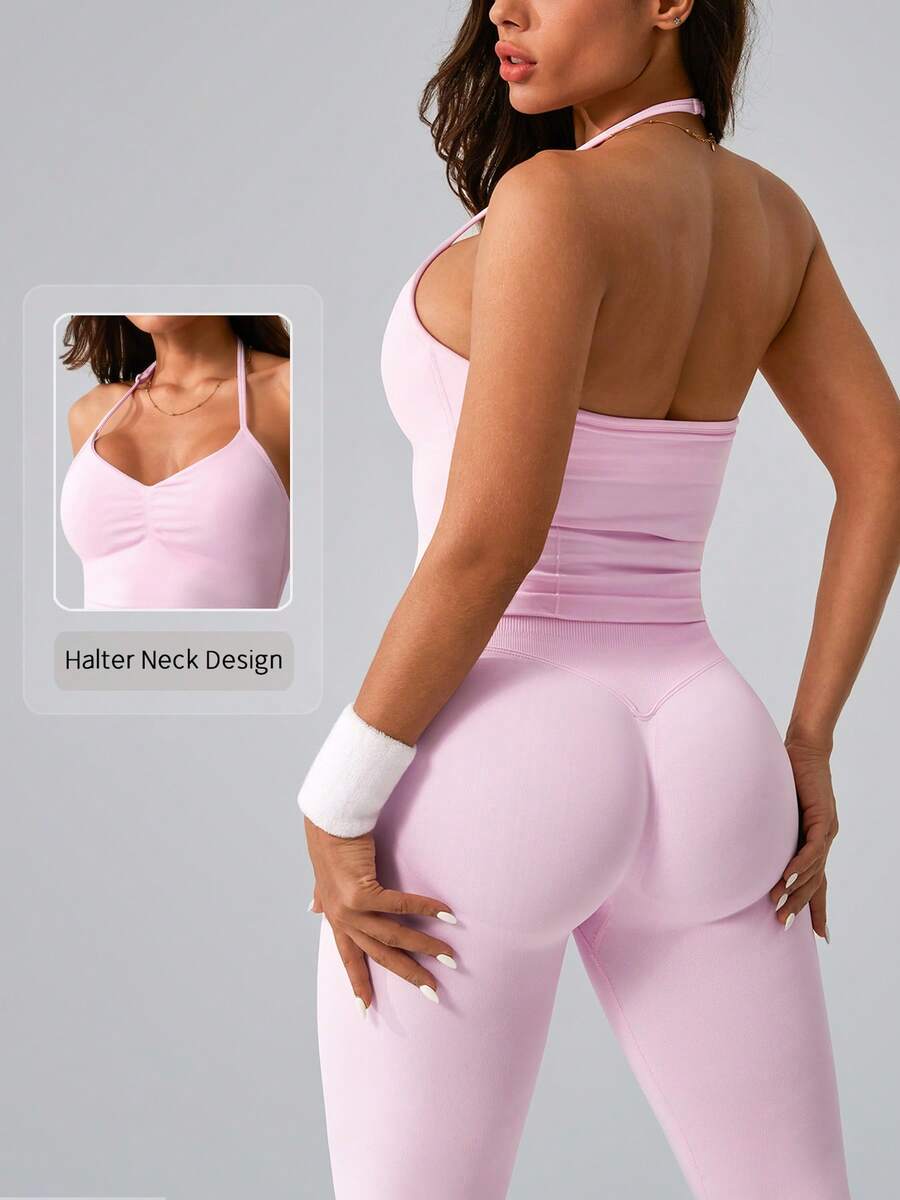 Womens Halter Neck Yoga Set Ri - Tank Top Ribbed recensione e prezzo